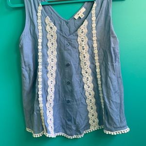 Blue lace tank top